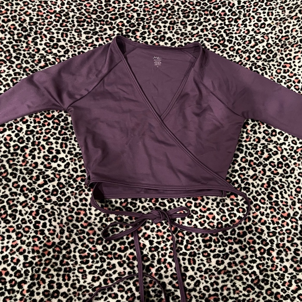 ❀ adorable dark purple wrap crop top ❀